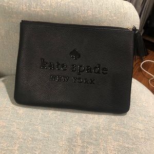 Kate Spade Black Leather Large Tassel Pouch